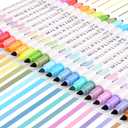 HANKU Pastel Highlighters Set, 24 Unique Retro Colors, Quick Dry Dual Tip and Fine Tip No Bleed Highlighter Markers for Bible Journals Planners Books Notes