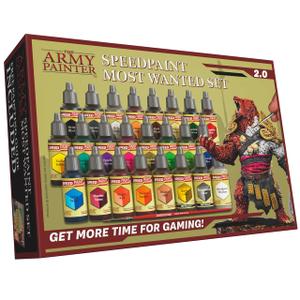 The Army Painter Speedpaint 2.0 Most Wanted Paint Set, 24 x 18 mL Acrylic Contrast Paints Including 2 Metallics, 1 Medium & 1 Free Brush for Miniature and Model Painting