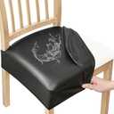 Smiry Waterproof Pu Leather Seat Covers for Dining Room Chairs Set of 6, Stretch Fit Removable Washable Kitchen Chair Seat Slipcovers Protector, No Rear Covers, Black
