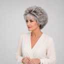 Short Curly Wigs for Women Heat Resistant Synthetic Hair Wave Womens Wigs (Grey)