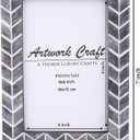 Bone Photo Frame Chevron Herringbone Art Vintage Table-Top/Wall Dcor With Premium Back Painted Picture Frames Gray and White (6x4 inch)