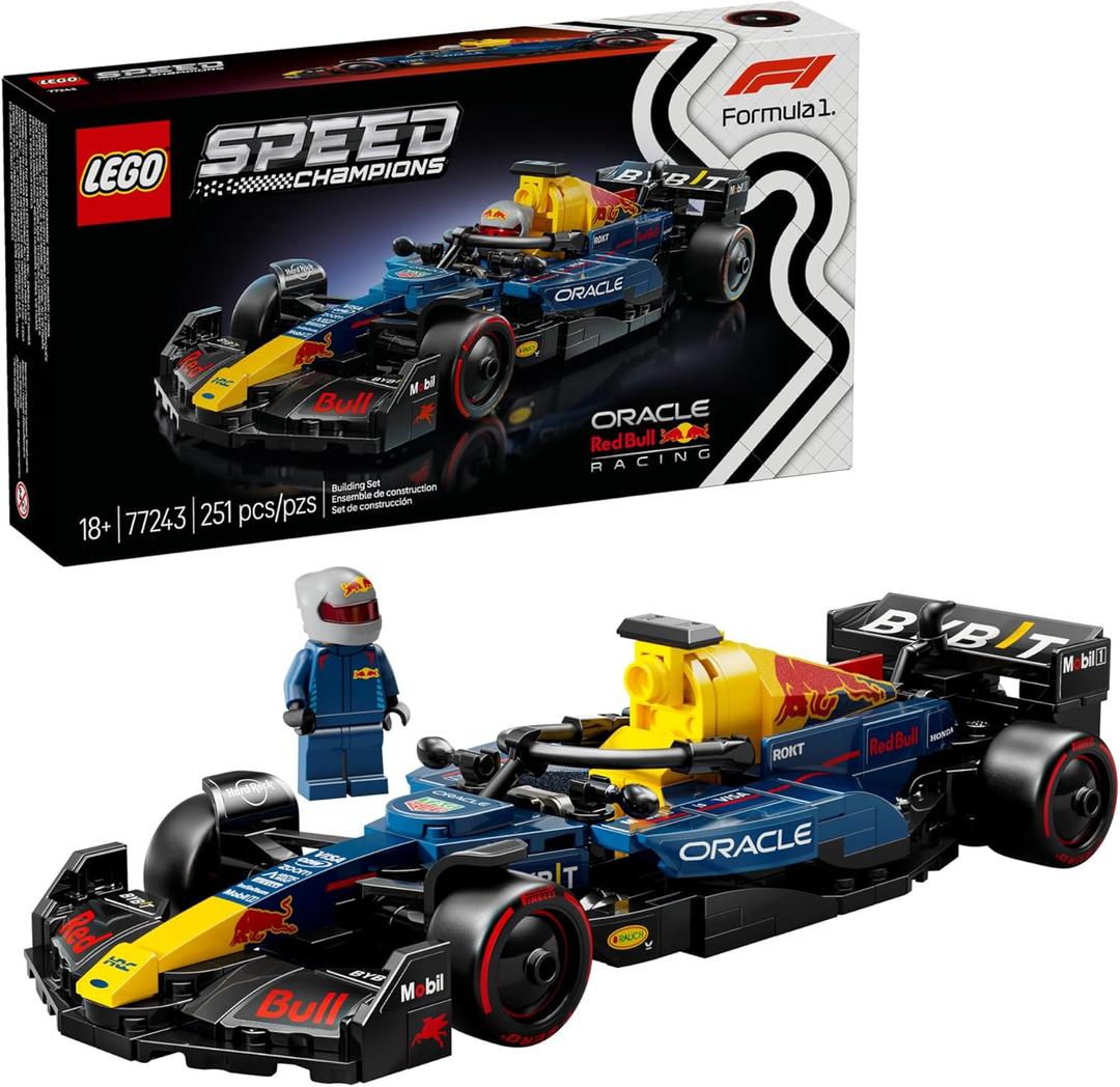 LEGO Speed Champions Oracle Red Bull Racing RB20 F1 Race Car Model Kits - Building Set for Adults, Ages 18+ with Realistic Features - Red Bull F1 DIY Crafts for Display - Gift Idea for Fans - 77243
