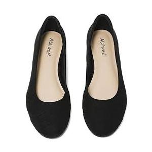 Ataiwee Women's Wide Width Flat Shoes - Comfort Dress Flats, Classic Ballet Shoes for Office .8 