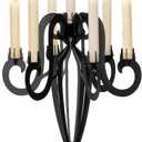 AIM & GGKK 7 Arm Black Metal Candelabra Candle Holders Elegant Taper Candle Holders, Classic Candlestick Holder, Decorative Candelabra Centerpiece for Table & Home Decor