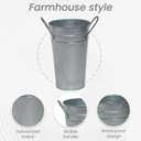 6 Pcs 12 Inch Galvanized Metal Vases Farmhouse French Tall Flower Bucket with Handles Metal Floral Container Vintage French Flower Containers for Party, Wedding Table Centerpiece Decorations