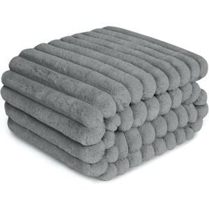 Waterproof Dog Blanket for Bed, Luxury Plush Washable Large Dogs Blankets for Furniture Protection, Super Soft Calming Pet Blanket for Indoors (Grey, 60"x80")