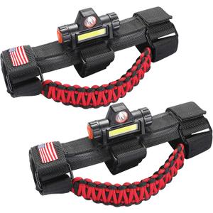 Sukemichi Roll Bar Grab Handles with Light for Jeep Wrangler TJ JK JL,Red