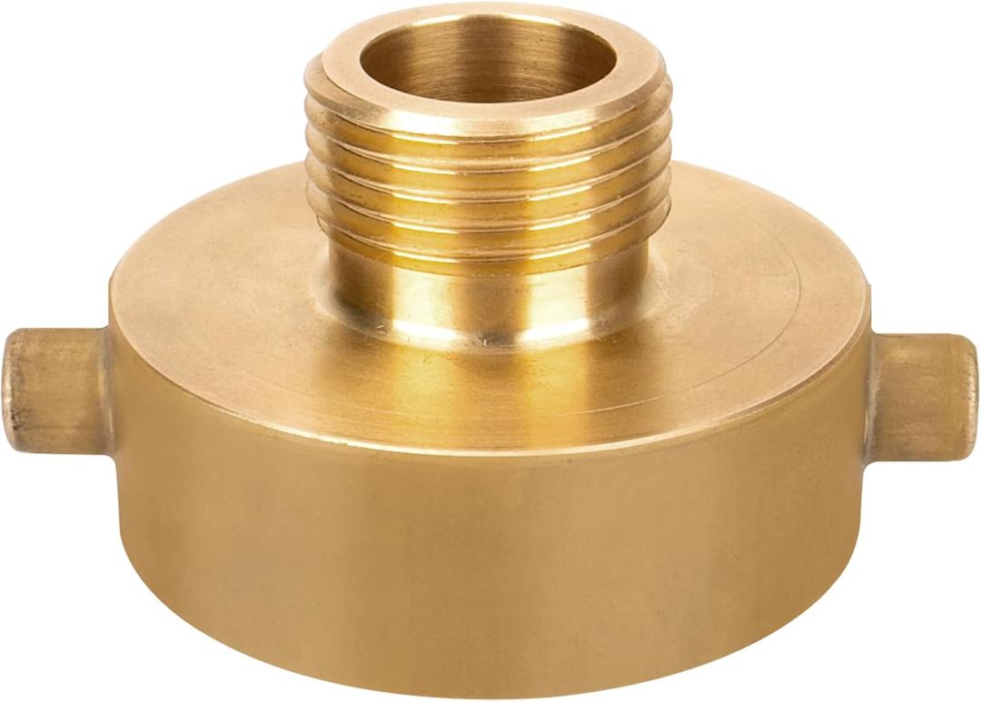 Brass Fire Hydrant Adapter, 1-1/2" NST (NH) Female x 3/4" GHT Male With Pin Lug, Hose Fitting Connector for Hydrants, Hoses, Pipes