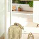 5.5 Lbs Weighted Decorative Door Stopper for Bottom of Door, Cute Door Stop for Heavy Duty Doors, Soft Rope Knot Doorstop for Nautical Home Decor, Natural