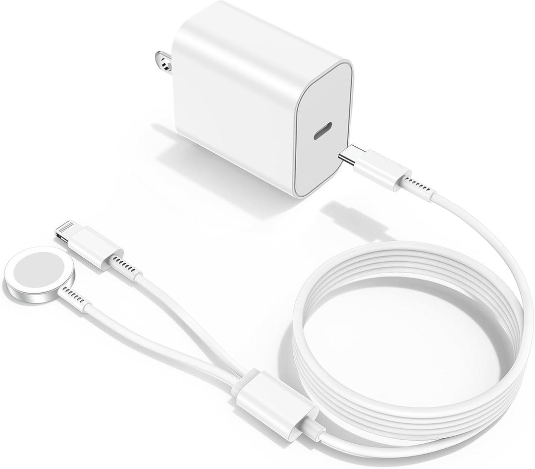 Upgraded Apple Watch Charger, iPhone Watch Charger, 2 in 1 Magnetic iWatch Charger to USB C Cable 3ft with USB C Charger Block for iWatch Series Ultra/ 9/ 8/ 7/ 6/ SE/ SE2/ 5, iPhone 14/ 13/ 12/ 11, Pro/ Pro Max