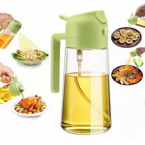 Oil Dispenser Bottle for Kitchen - 16oz / 470ml Olive Oil bottle - 2 in 1 Olive Oil Dispenser & Oil Sprayer - Oil Sprayer for Air Fryer Cooking, Salad, Barbecue (Green)