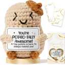 3 x Emotional Support Crochet Positive Potato Inspirational Cheer Gifts for Women, Handmade Crochet Awesome Gift Thank You Birthday Mothers Day Teacher Appreciation Gifts for Coworker Nurse Mom Friends