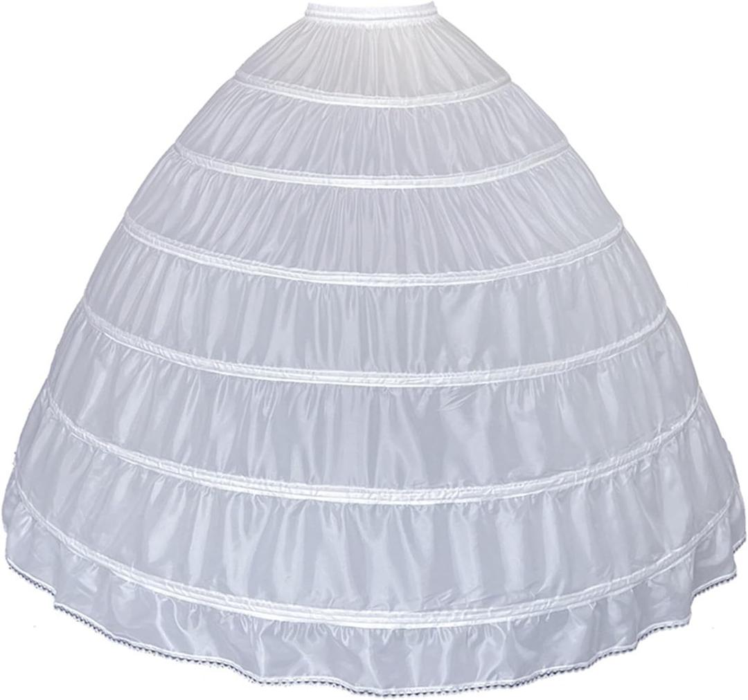 Women Crinoline Petticoat 6 Hoop Skirt Full A-Line Slips Long Underskirt for Wedding Bridal Dress Ball Gown