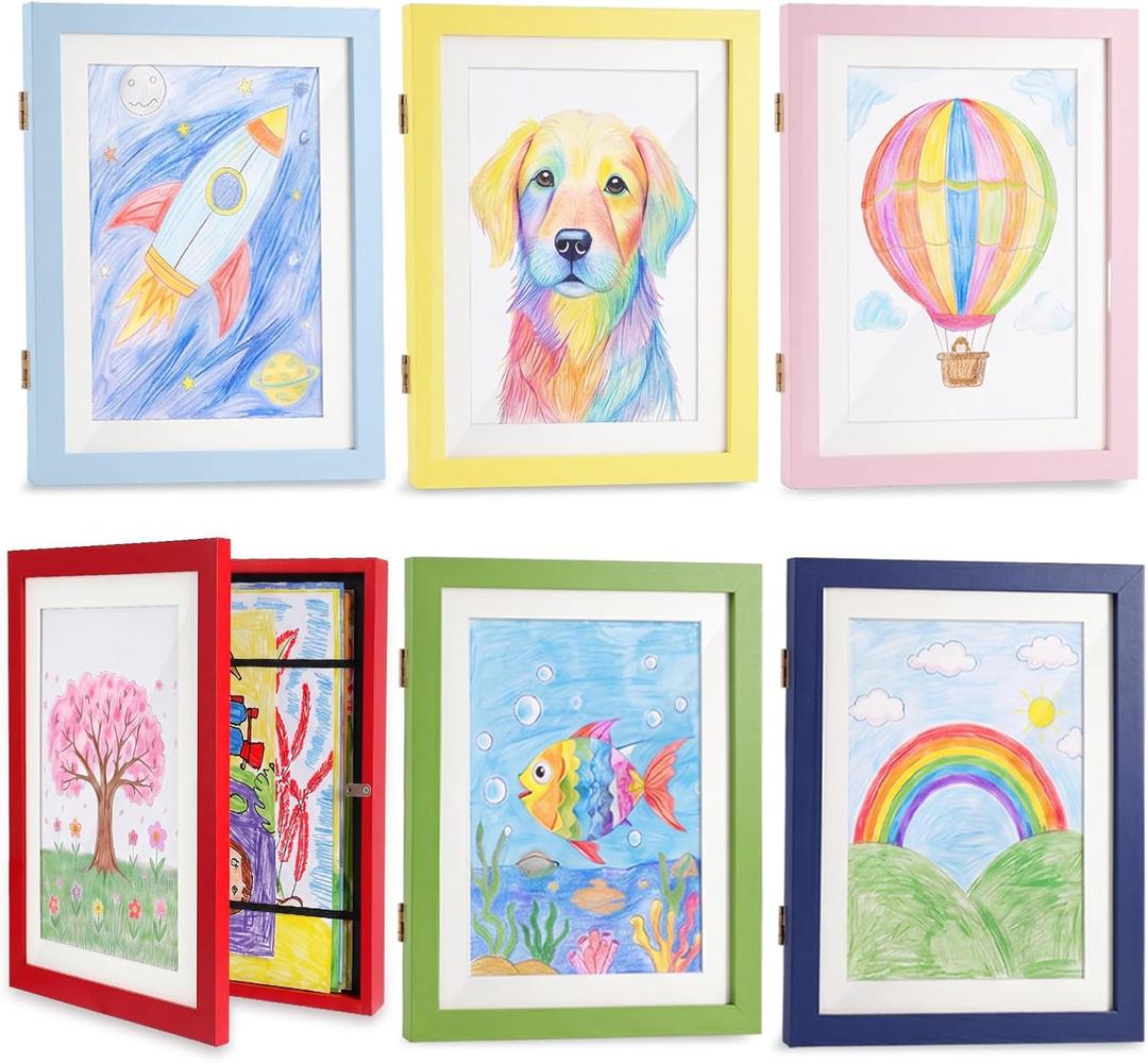 6 Pack Kids Art Frames 8.5x11 in, Front Opening Display