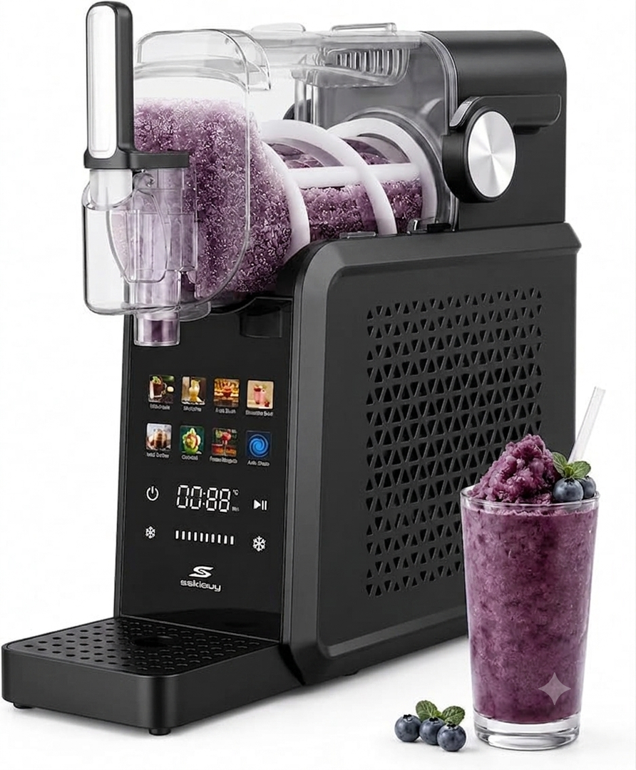 SSKIOUY Slushie Machine, 88oz Slushie Maker with Adjustable Temperature, LED Display, Auto-Clean, 7-in-1 Frozen Drink Maker for Ice Cream, Frappés, Milkshakes, and Frozen Margaritas-BLACK