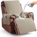 KinCam 100% Waterproof Recliner Chair Cover, Reclining Couch Covers for Pets, Dogs, Recliner Couch Slipcover Furniture Protector with Elastic Straps for Kids(30", Khaki)