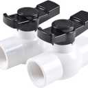 3/4" PVC Ball Valve (2-Pack), Shut-Off Ball Valve Threaded (NPT) with Easy to rotate and Excellent Handle, Rated at 150 PSI, (3/4 inch NPT)