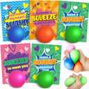 OCHIDO 28 Packs Kids Valentine's Day Greeting Cards with Squeeze Ball Set, Valentine Exchange Cards for Girls Boys School Class Prizes, Stretchy Balls Sensory Squeeze Toys, Bulk, Valentine Party Favor