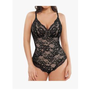 Popilush Shapewear Bodysuit V Neck Tummy Control Backless Lace Tank Tops Sleeveless Thong Bodysuit XL