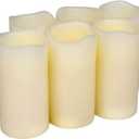 Flickering Flameless Candles Battery Operated Real Wax Pillar Candles LED Candles with Cycling 5H Timer Pack of 6 (3" x 6")
