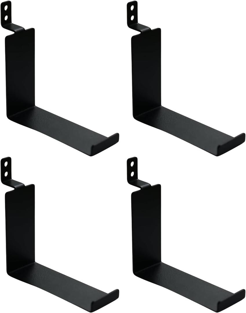 4PCS Wood Slat Acoustic Panels Hanging Hook, Steel Slatwall Shelves Fluted Sound Absorbing Hook Shelving Organizer Accessories (4PCS Steel Hook)