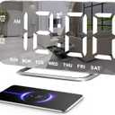 Slim LED Digital Alarm Clock, Mirror Surface for Makeup, with Diming, Large Display, Easy Setting, USB Ports, Modern Decor for Bedroom, Desk, Xmas, Birthday Gift for Women, Sister, Teen Girl, Silver