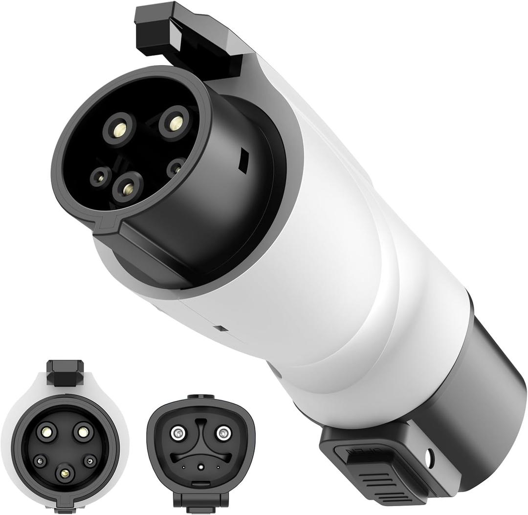 Tesla to J1772 Adapter with Fixed Lock Works, Max 80A 250V Converter Compatible with Nacs Wall Mobile Connector Target Chargers for All J1772 EVs (White)