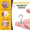 5 x Magnetic Hooks 10 Packs, 50Lbs Strong Magnetic Hooks, 10 Pcs Strong Locker Magnetic Hooks for Hanging