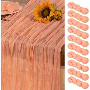Peach Cheesecloth Table Runner 10 Pack Summer Sheer Cheese Cloth Table Runners Boho Gauze 120 Inches for Sweet Little Peach Baby Shower Decorations Wedding Bridal Birthday Parties