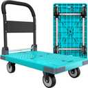 Heavy Duty Foldable Cart, 1100 Lbs Capacity | 360° Swivel Wheels, 35.4"x23.6" Platform, for Warehouse & shop, Blue