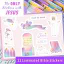2 x Bible Tabs with Unique Stickers, Gold Foil Laminated Bible Tabs, Bible Tabs for Women, Christian Gifts, Large Print Bible Tabs, Bible Book Index Tabs Labels, Bible Study Supplies (Rainbow)