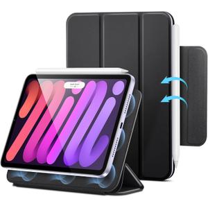 ESR for iPad Mini 7 A17 Pro Case, iPad Mini 7th/6th Generation Case (2024/2021), Slim Trifold Two-Way Stand, Powerful Magnetic Attachment, Durable Protection, Supports Pencil Pro&Pencil(USB-C), Black