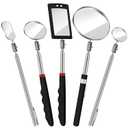5 Pcs Telescoping Inspection Mirror Set Round Stainless Steel Mirror 360 Rotation Adjustable Inspection Tool with Long Handle for Check The Vehicle, Observe The Eyelashes, Mouth(Popular Style)