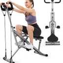 Sportsroyals Pink Squat Machine Rowing Machine for Home 2 in 1 Rower & Squat Assist Workout Foldable Rower for Home Full Body Worikout Adjustable 4 Resistance Bands 330lbs (Grey)
