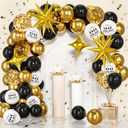 50pcs Black & Gold Graduation Balloons Kit - Class of 2026 Party Decoration with 22inch Starburst Balloon for Prom, Graduation Party, Birthday, Anniversary, Wedding, Retirement, Bachelorette