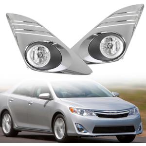 Fog Lights Assembly Replacement for Camry LE 2012 2013 2014 with Chrome Covers Switch Wiring Bulbs, Pack of 1 