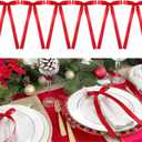 CraftyDream 12 Pcs Christmas Bow Napkin Rings Velvet Bow Xmas Napkins Holder Ring for Holiday Dinner Wedding Dining Table Decoration Anniversary Party Supplies (Red)