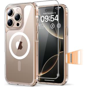 TAURI 3 in 1 for iPhone 16 Pro Case, Camera Control Compatible with MagSafe, with 2X Screen Protectors, Military-Grade Protection, Slim Magnetic Phone Case for 16 Pro 6.3", Clear