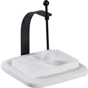 White Marble Napkin Holder - Decorative Square Paper Napkin & Towel Holder for Kitchen, Restaurant, Bathroom - Durable Resin Table Organizer - Stylish Home Gift (7 x 7 IN)