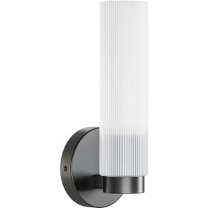 TETOTE Black Wall Sconce Modern Bathroom Wall Light Fixtures Farmhouse Wall Lights with Frosted Glass Shade for Mirror Bedroom Living Room, 1 Pack