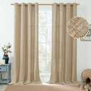 Toffee Linen Curtains 96 Inch Length for Living Room/Bedroom 2 Panels, Thick Burlap Textured Light Filtering Non See Through Grommet Farmhouse Country Drapes, Each 52 Inch Wide (52"W x 96"L (Pack of 2), Toffee)
