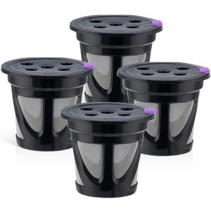4pcs Reusable K Cups 5-Hole Design Coffee Filter K Cup Universal for MultiStream Coffee Makers, Compatible with K-Supreme, K-Supreme Plus and K-Slim (Black)