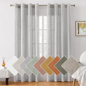 HOMEIDEAS Light Grey/Gray Linen Sheer Curtains, 84 Inches Long 2 Panels Textured Semi Sheer Curtains Farmhouse Privacy Window Drapes for Bedroom Living Room HOMEIDEAS Light Grey/Gray Linen Sheer Curtains, 84 Inches Long 2 Panels Textured Semi Sheer Curtains Farmhouse Privacy Window Drapes for Bedroom Living Room