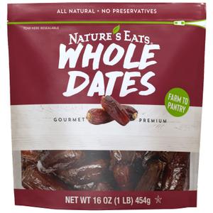 Natures Eats Whole Pitted Dates - Non-GMO, Gluten-Free, Vegan, Kosher Dried Fruits, Naturally Sweet Source of Fiber, Healthy Snacks for Adults & Kids - 16 oz (EXP 07/31/26)