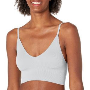 Maidenform Women's M Rib Seamless Brami, Pullover Wireless V-Neck Cami Bra, Removable Cups (White)