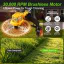 2026 New 30000 RPM Brushless Cordless Weed Wacker with Wheels, 12-Inch Battery Powered Electric Weed Eater, 4-in-1 Grass Trimmer, Brush Cutter, Stringless Weed Trimmer & Lawn Edger (1, Yellow)