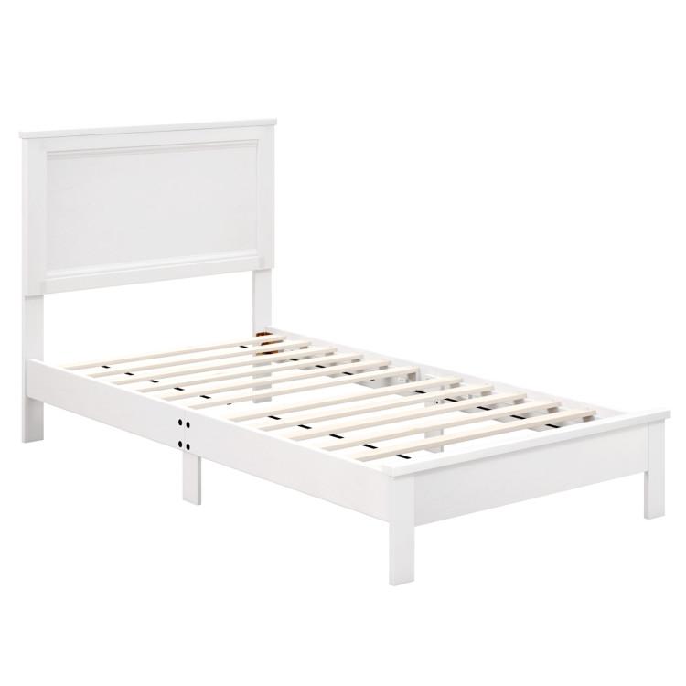 Twin Size Wooden Bed Frame with Headboard and Slat Support 3ft 3" x 6ft