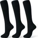 Compression Socks for Women & Men 15-20 mmHg, Knee High Medical Support Stockings for Circulation, Nurses, Pregnancy, Running, Athletic, Travel (Black)