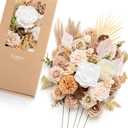 Ling's moment Fake Flowers Box, Faux Artificial Greenery Stems Foam Roses Dahlia Silk Hydrangea Peony Fabic Flower for Centerpieces Bouquet Wedding Vase Decorations, Boho & Nude, Deluxe Combo