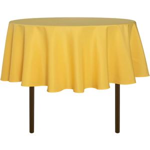 sancua Round Tablecloth - 48 Inch - Water Resistant Spill Proof Washable Polyester Table Cloth Decorative Fabric Table Cover for Dining Tables, Buffet Parties and Camping, Yellow